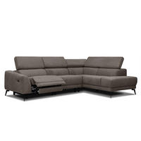 ECKSOFA LARS 5-Sitzer, 1 Relax, verstellbare Kopfstützen, taupe - Taupe/Schwarz, Holzwerkstoff/Textil (284/201cm) - Courtois Laville