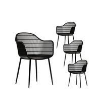 GARTENSTUHL Layna Schwarz 62 cm x 86 cm 4er-Set - Schwarz, Kunststoff (62/86/55cm) - Klast Home