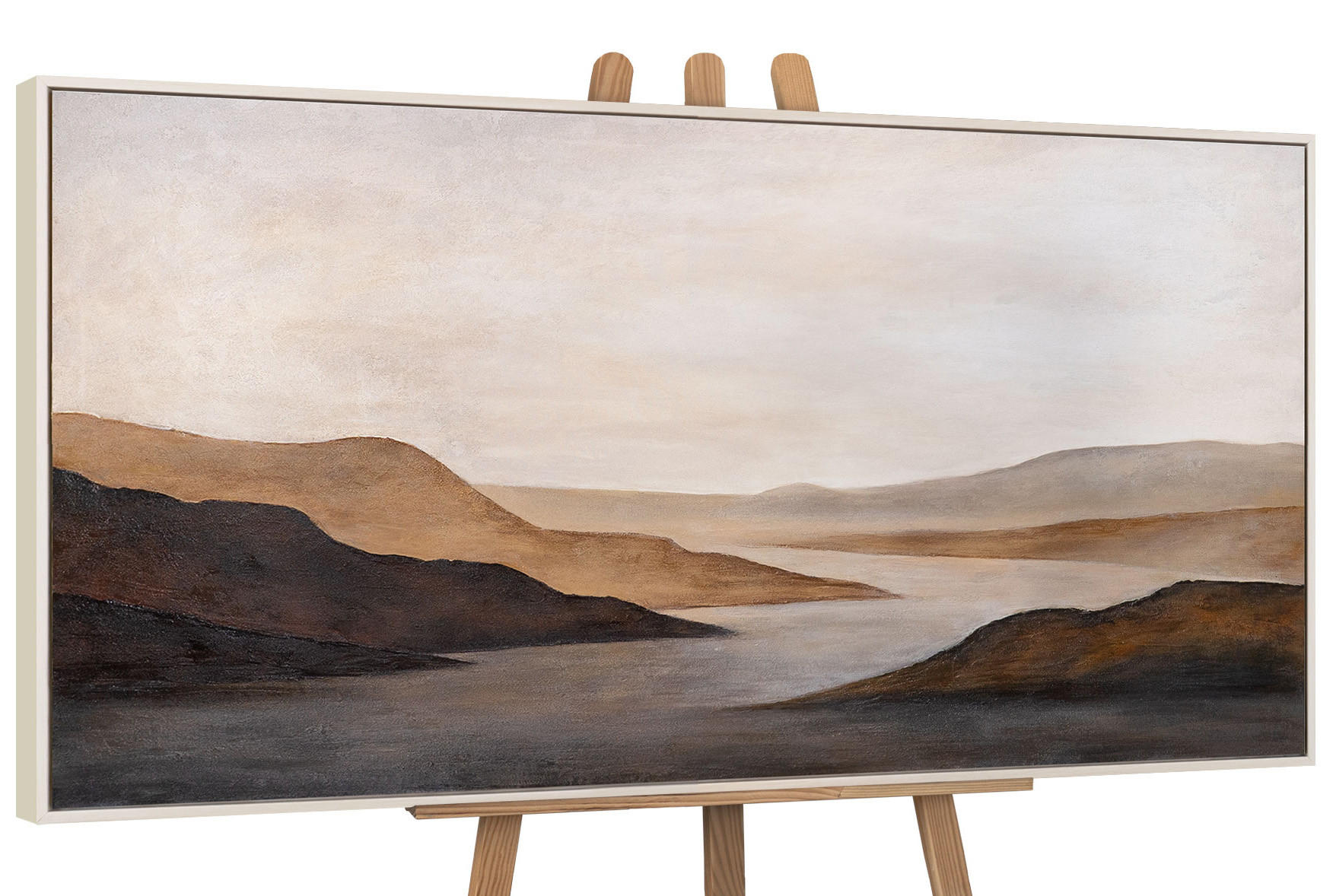GEMÄLDE Sanfter Sonnenaufgang Schattenfugenrahmen Beige 160x80 cm - Beige, Holz (160/80cm) - YS-art gallery