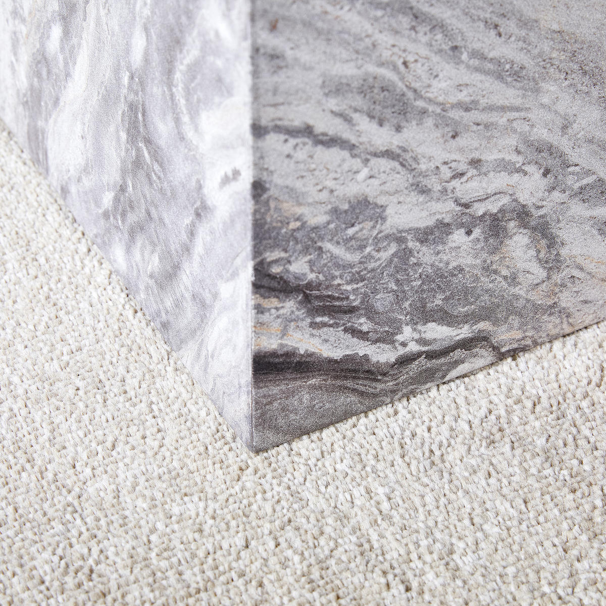 COUCHTISCH in Grau Wohnzimmertisch mit Marmorimitat-Textur für Wohnzimmer, B90/T50/H30 cm - Grau, Holzwerkstoff (50/90/30cm) - STILVORA