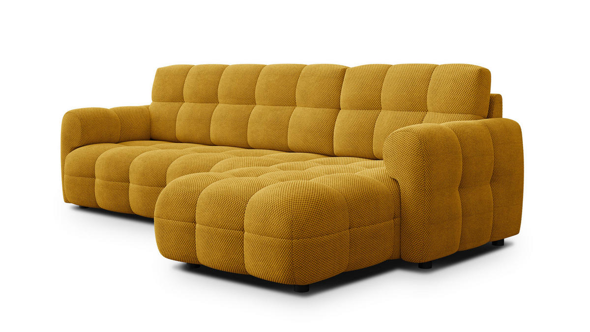 ECKSOFA MELLOW 4-Sitzer, safran - Gelb/Schwarz, Holz/Textil (262/156cm) - Courtois Laville