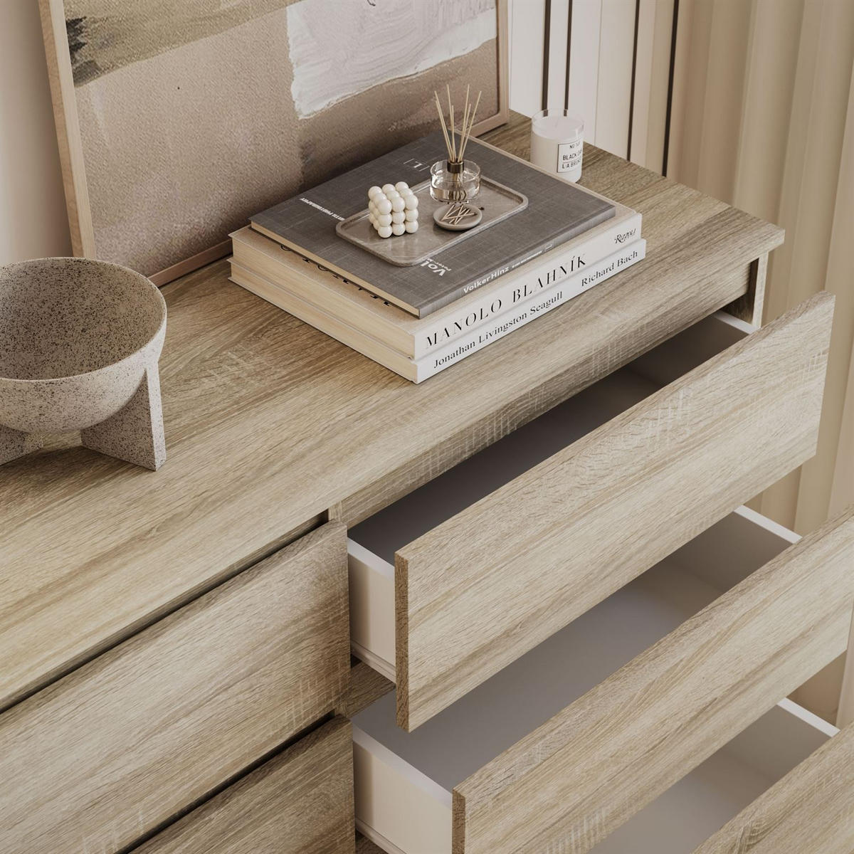 SIDEBOARD HANA M8 mit Schubladen Sonoma Eiche - Sonoma Eiche, Holzwerkstoff (120/97/40cm) - Lookway