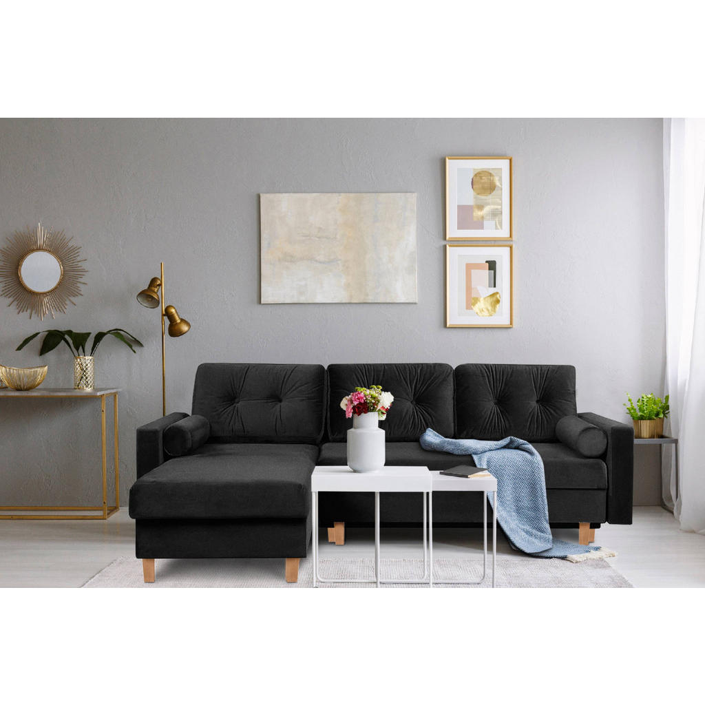Thumbnail - Konsimo® Eckschlafsofa, Graphit, Textil, L-Form,L-Form, 240x183 cm, Wohnzimmer, Sofas & Couches, Wohnlandschaften, Eckso...