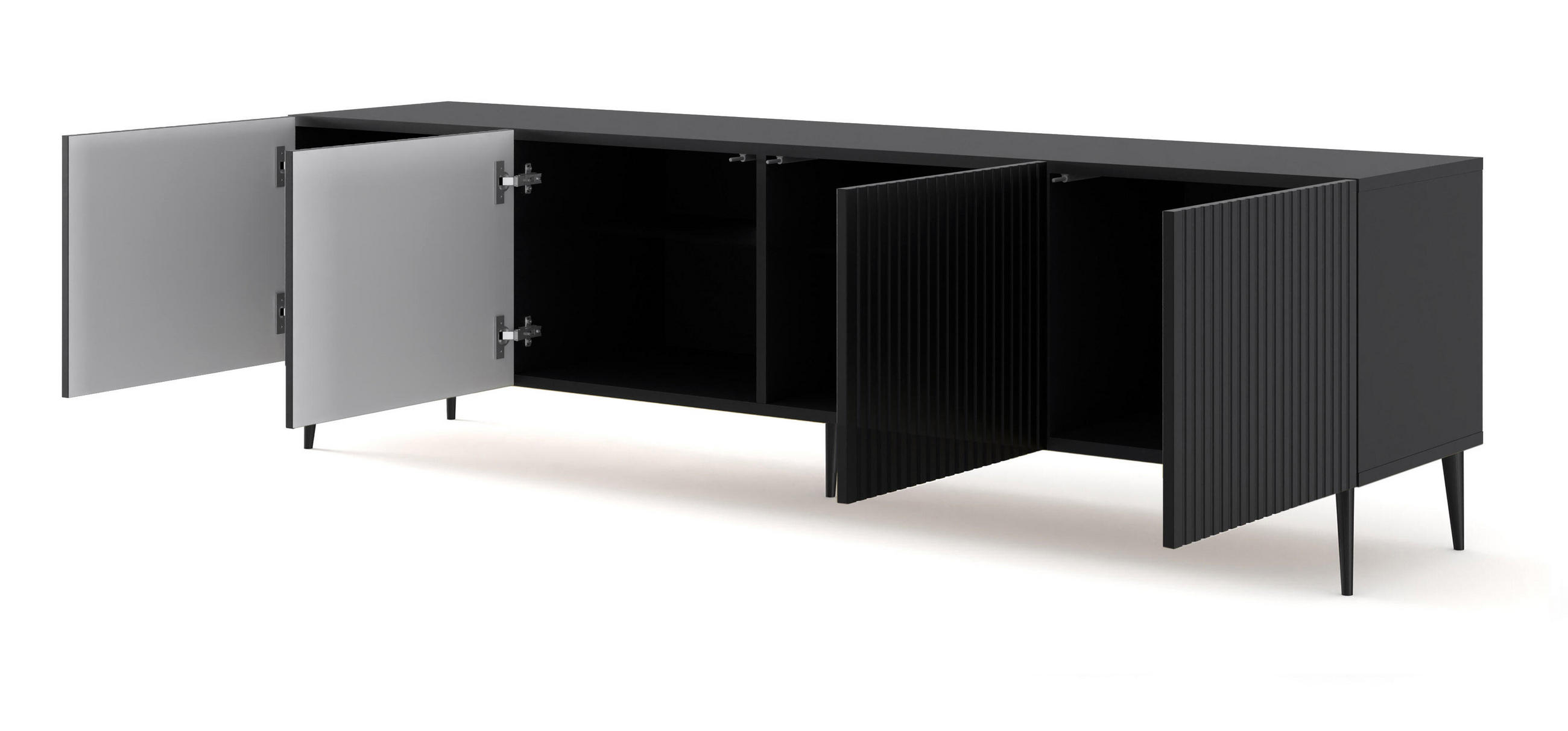 TV-LOWBOARD SCHWARZ - Schwarz, Holzwerkstoff (200/56/42cm) - FURNLUX
