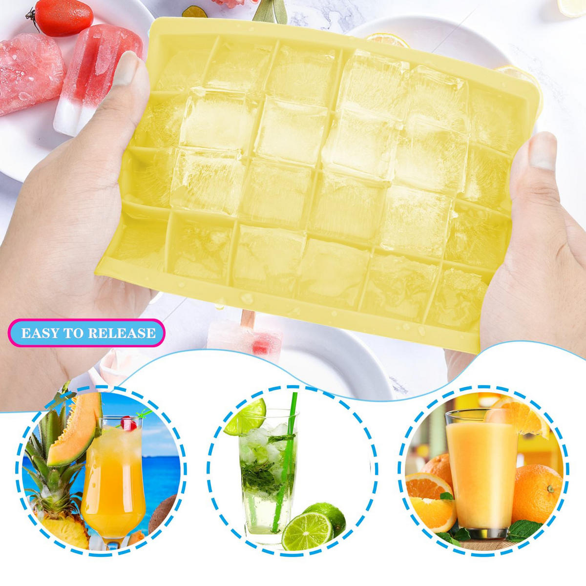 EISWÜRFELFORM 2er Set - Gelb, Kunststoff (13/2.5/18cm) - Intirilife