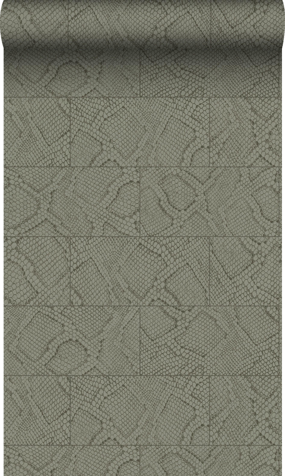 TAPETE Fliesenmuster mit Schlangenhaut-Motiv 53 cm x 10.05 m - Grau, Papier (53/1000cm) - Origin Wallcoverings