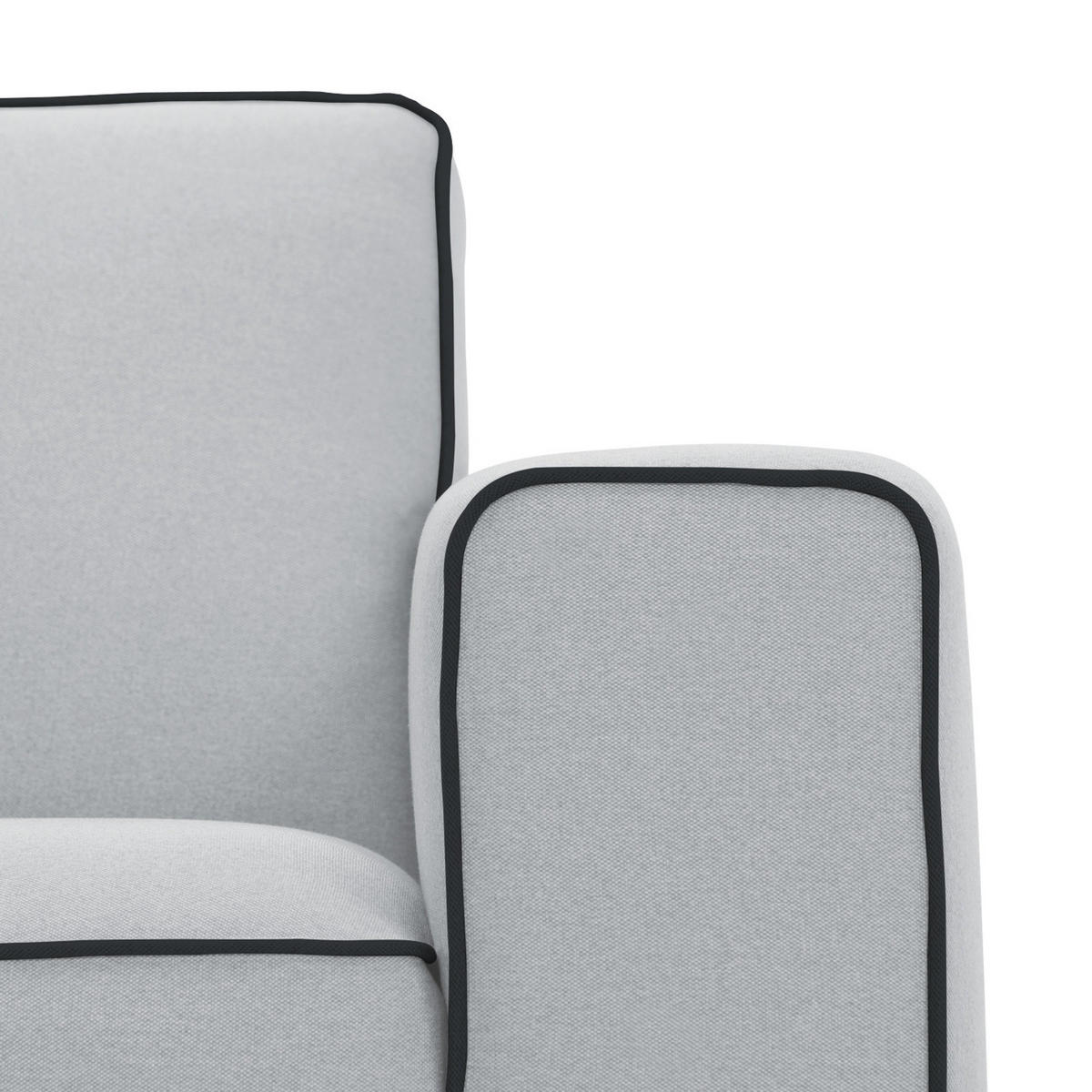 ECKSOFA mit Longchair - Webstoff - Hellgrau/Schwarz, Textil/Metall (285/168cm) - home24