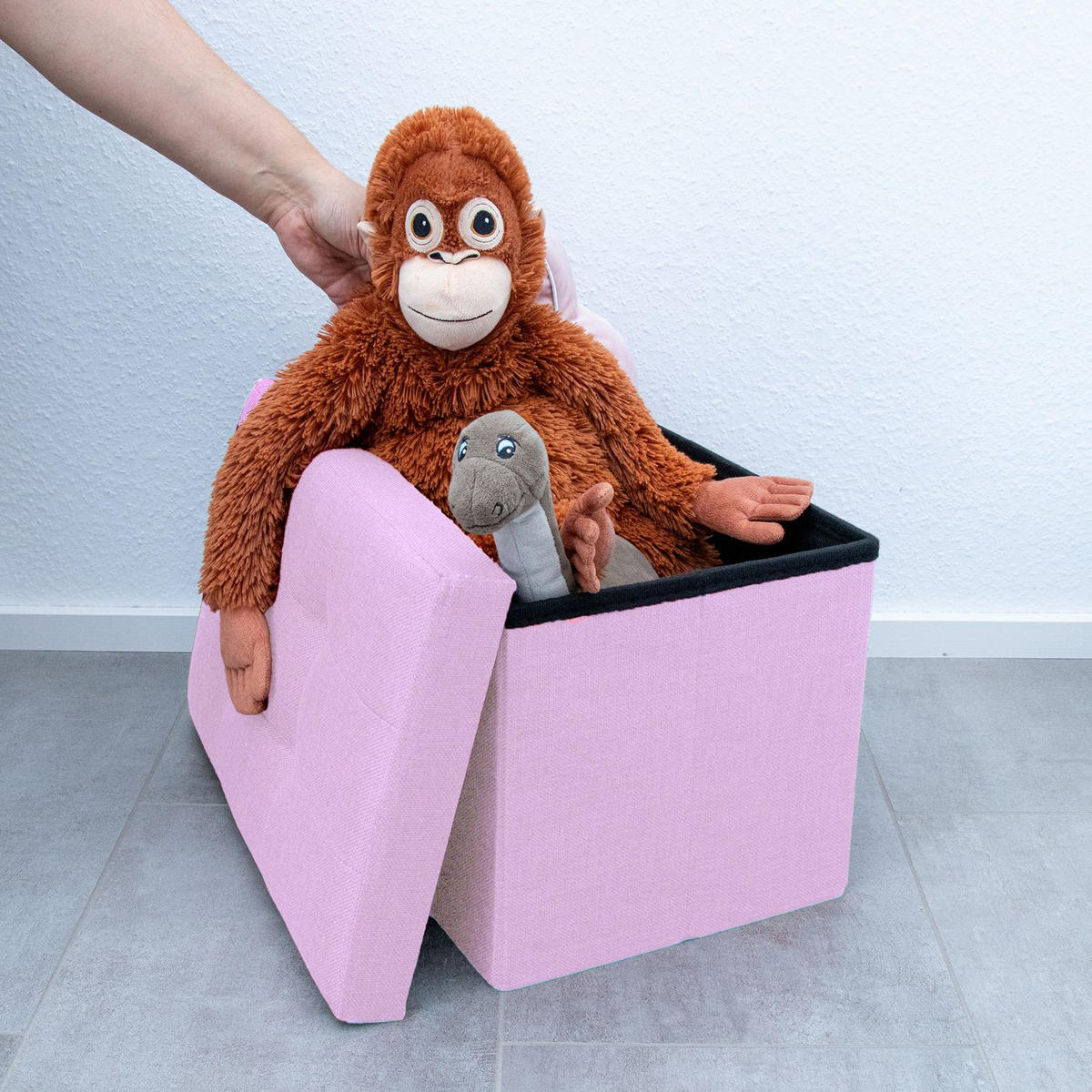 SITZBOX Faltbar mit Stauraum 49/30/30 cm (Rosa) - Rosa, Textil (30/30/49cm) - Intirilife