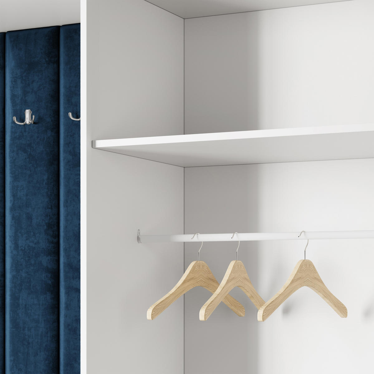 GARDEROBENSCHRANK REMA 150/240/60 cm Modern Garderobe-Set Kaschmir - Kaschmir/Blau, Holzwerkstoff (150/240/60cm) - MASSENO