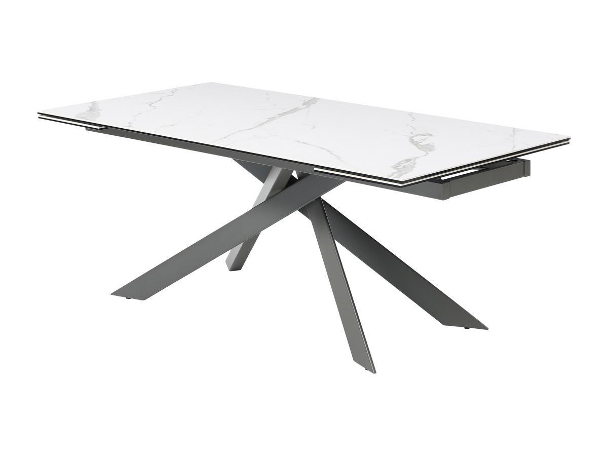 ESSTISCH für 8 bis 12 Personen ausziehbar - Keramik, Sicherheitsglas & Metall - Marmor-Optik Weiß & Anthrazit - COREMA - Anthrazit, Glas (280/100/76cm) - Vente-Unique