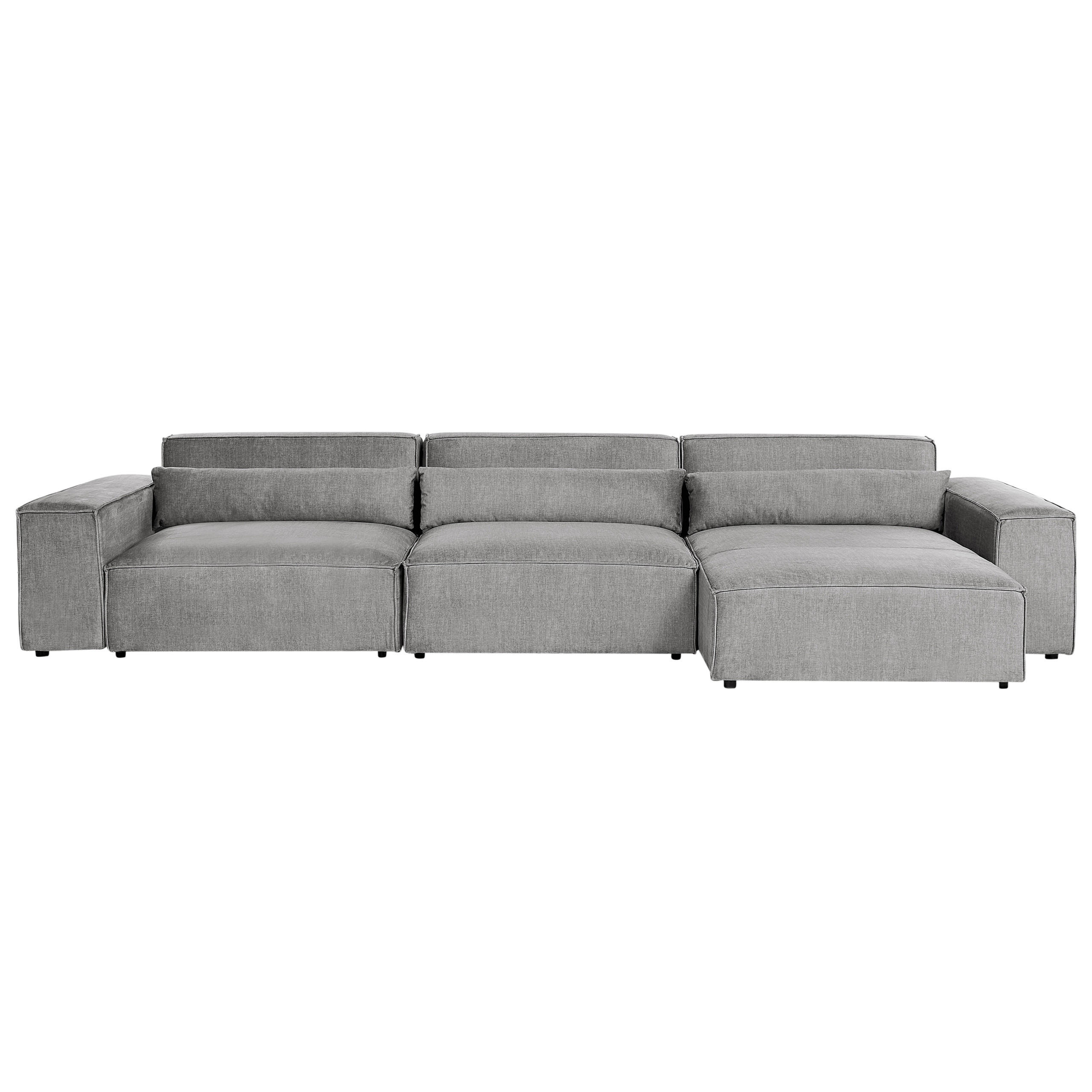 ECKSOFA Modul 4-Sitzer linksseitig Grau Stoff Hellnar - Dunkelgrau, Textil (176/364cm) - Beliani