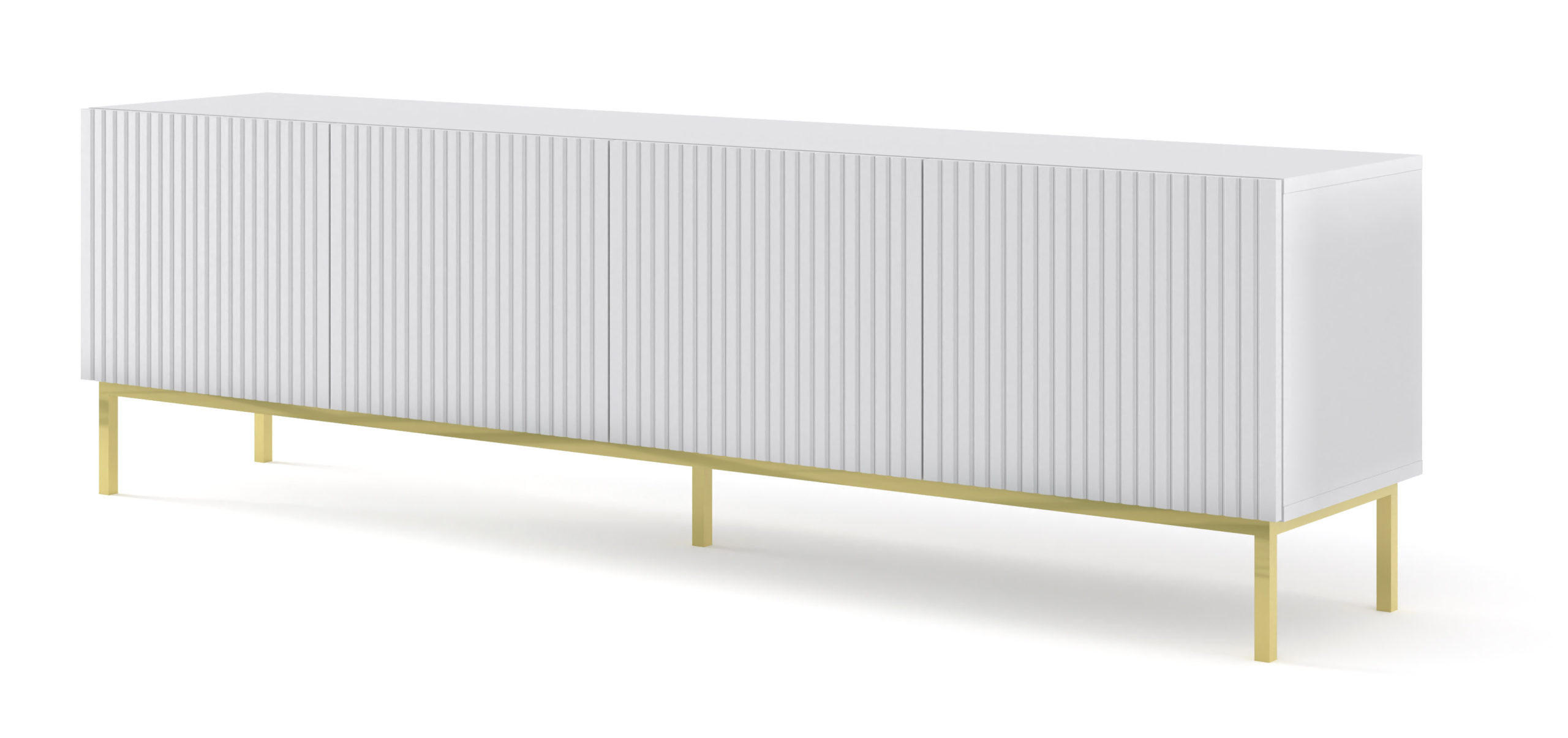 TV LOWBOARD Weiß, Weiß, Gold 200/58/42 - Weiß, Holzwerkstoff (200/58/42cm) - RAUMHIRSCH FURNITURE