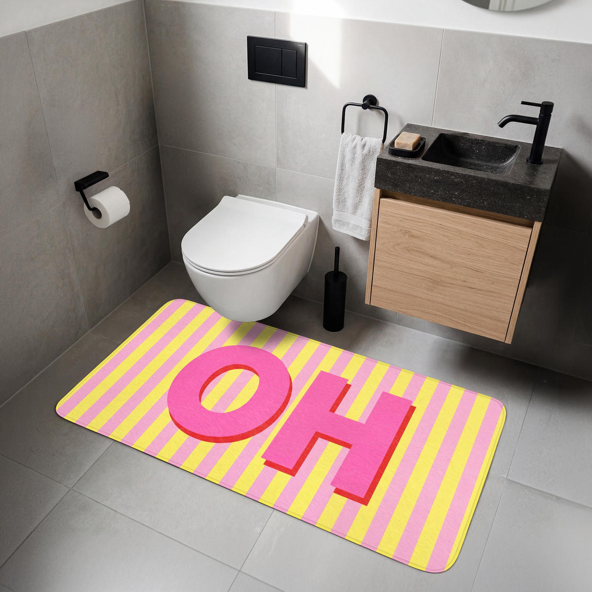 WC-VORLEGER Text - Streifen - Rosa WC Teppich 120x60 cm - Multicolor, Kunststoff/Textil (120/60cm) - OnlyWow