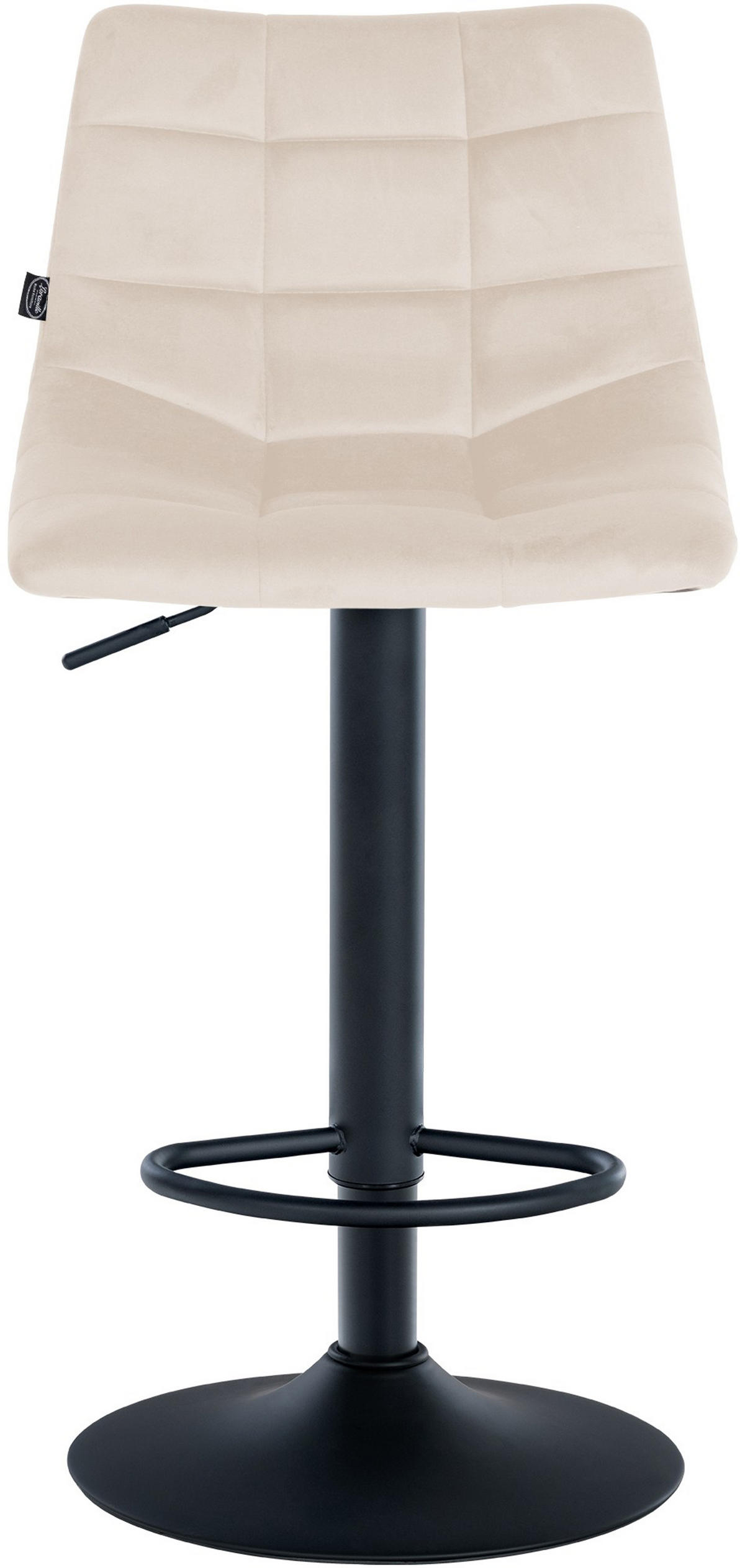 BARHOCKER 2er Set James Samt schwarz creme - Creme/Schwarz, Textil/Metall (43/108.5/46.5cm) - TPFLiving
