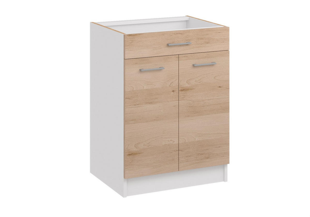 KÜCHENUNTERSCHRANK D60 2D 1SZ eiche artisan - Eiche Artisan, Holzwerkstoff (60/82/44cm) - roe furniture