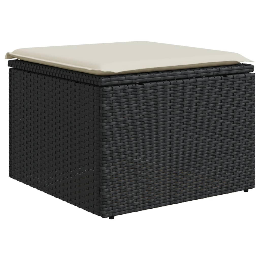 GARTENHOCKER Mit Kissen Schwarz 55/55/37 Cm Poly Rattan - Schwarz, Kunststoff (55/37/55cm) - vidaXL