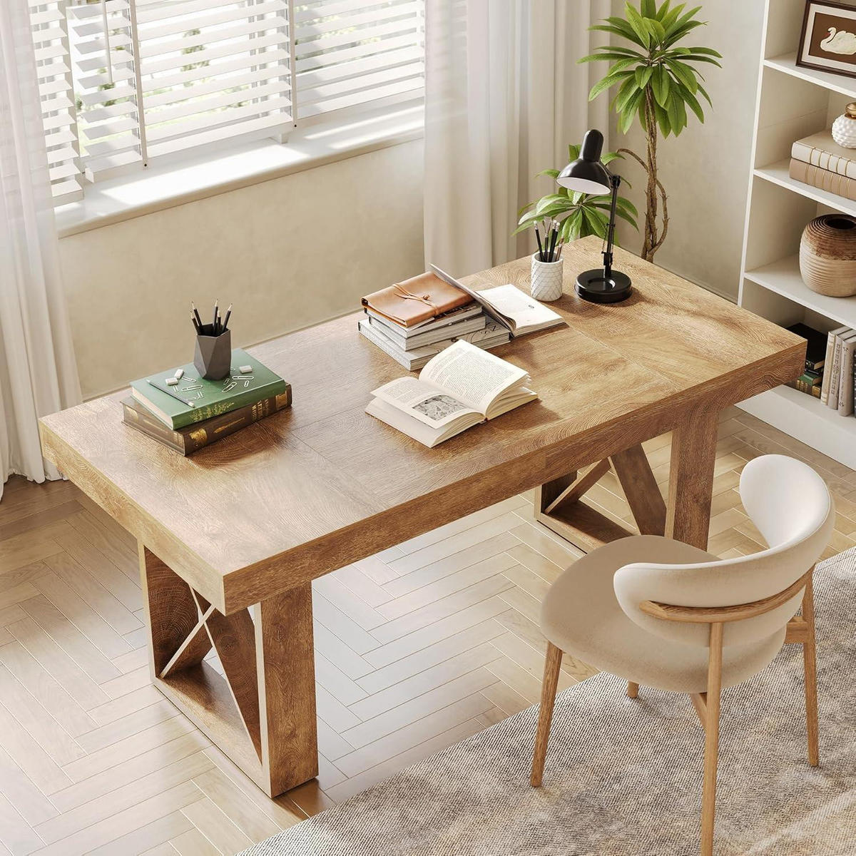 SCHREIBTISCH 160 x 80 x 75 cm Gelbbraun - Braun, Holzwerkstoff (80/160/75cm)