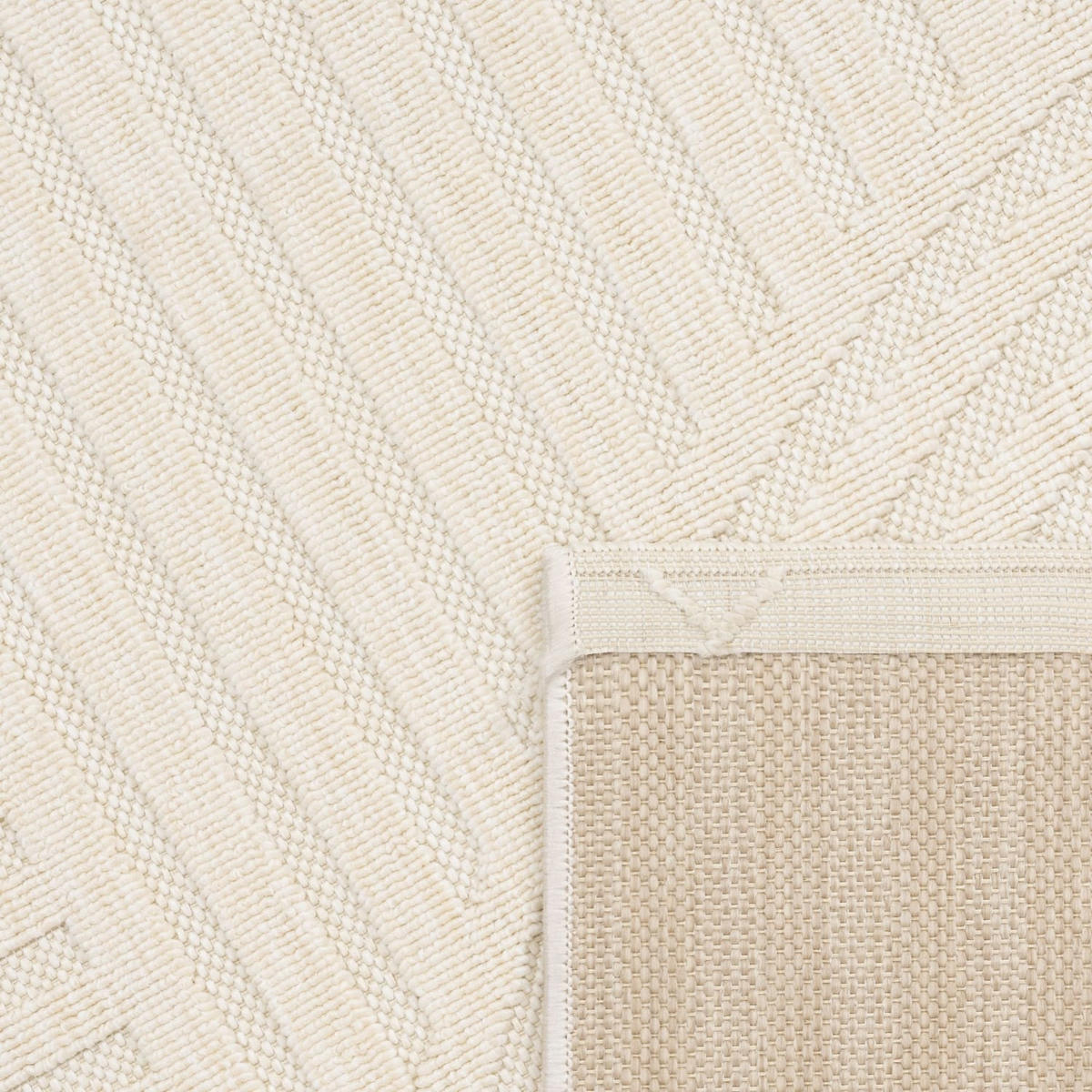 OUTDOOR Teppich Unifarben Spiralmuster Balkon, Terrasse schmutzabweisend Creme Rechteckig 120x170 - Creme, Textil (120/170cm) - KADIMA DESIGN