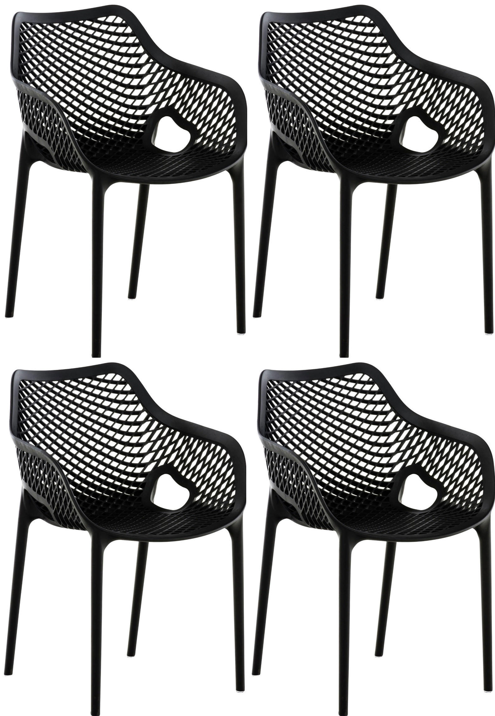 GARTENSTUHL 4er Set Kunststoff schwarz - Schwarz, Kunststoff (57/81/60cm) - CLP