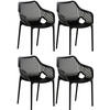 GARTENSTUHL 4er Set Kunststoff schwarz - Schwarz, Kunststoff (57/81/60cm) - CLP