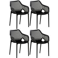 GARTENSTUHL 4er Set Kunststoff schwarz - Schwarz, Kunststoff (57/81/60cm) - CLP