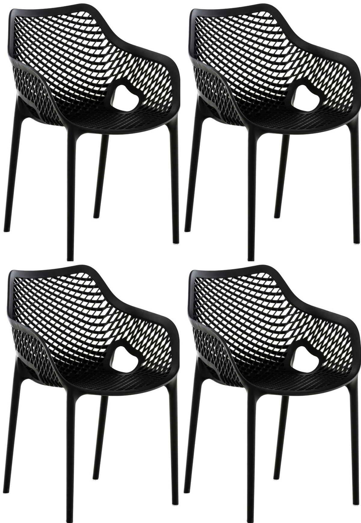 GARTENSTUHL 4er Set Kunststoff schwarz - Schwarz, Kunststoff (57/81/60cm) - CLP