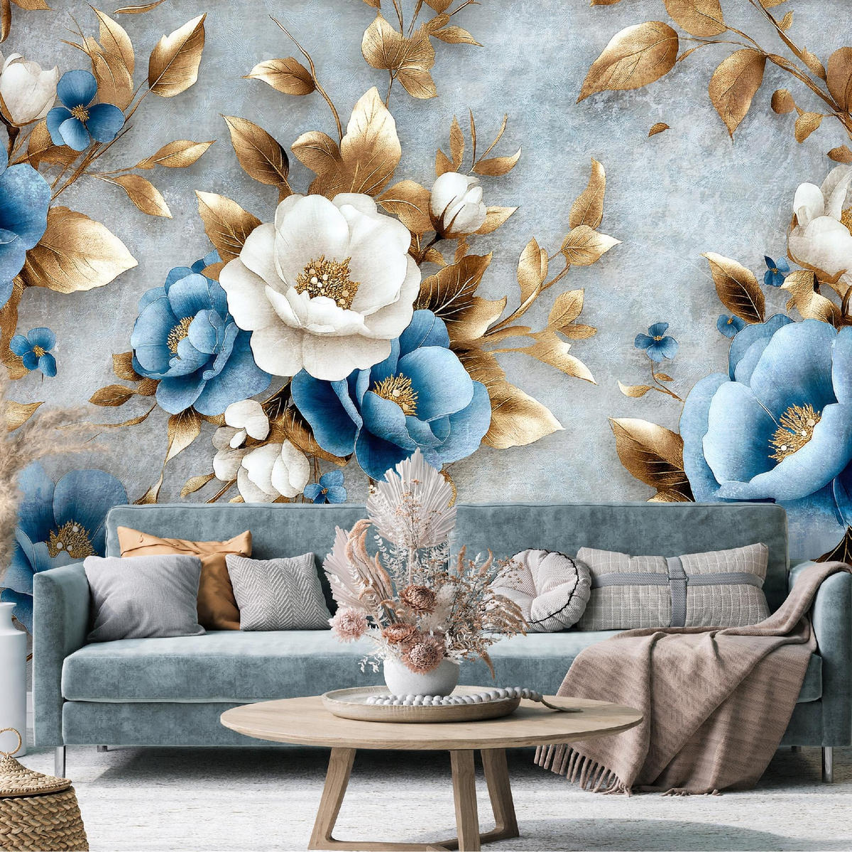 FOTOTAPETE Blumen 3D Effekt Glamour Wohnzimmer 400x280 - Multicolor, Papier (400/280cm) - Wallarena