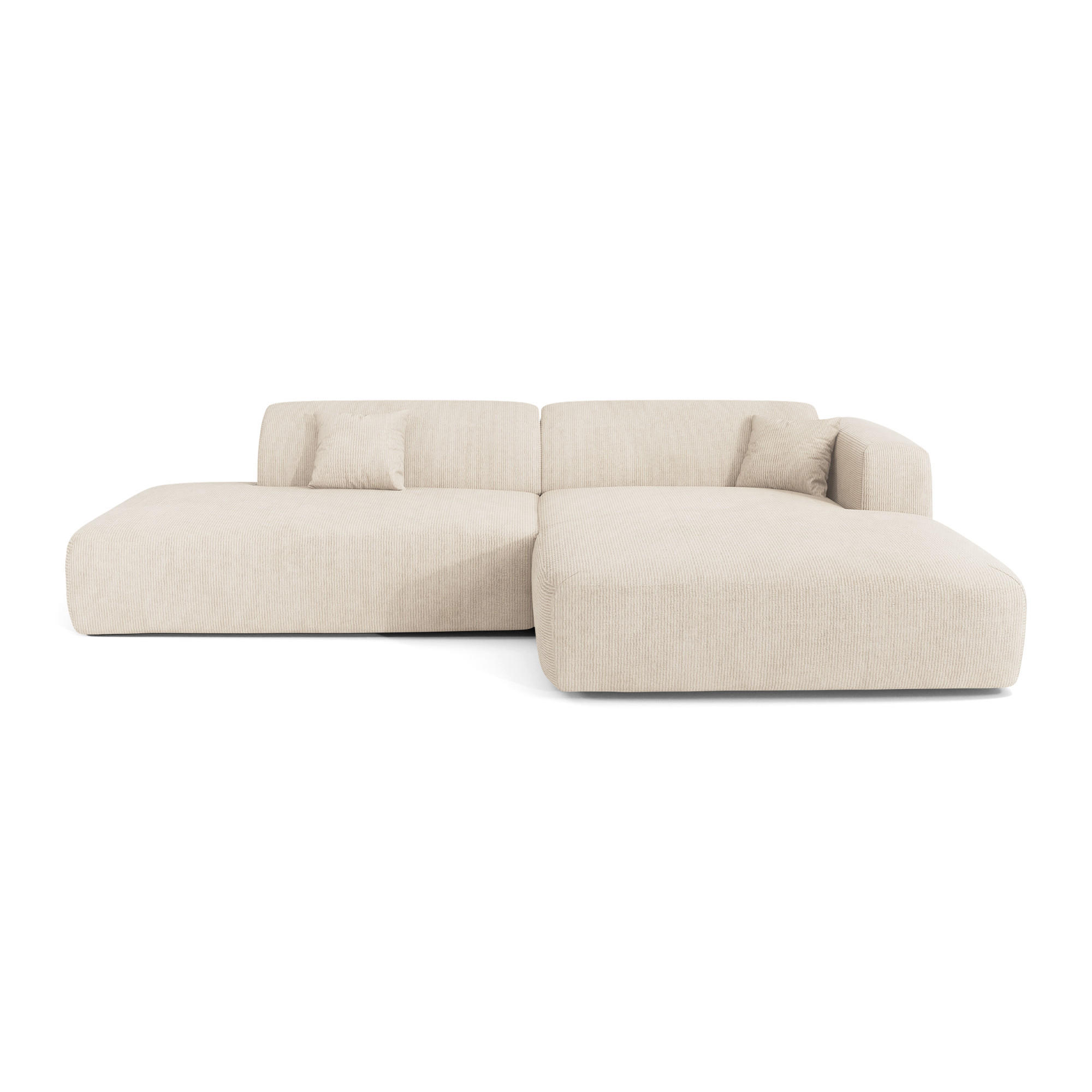 ECKSOFA RECHTS Gerippter Samt Creme 310cm - Creme, Textil (300/96cm) - Sia Home