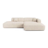 ECKSOFA RECHTS Gerippter Samt Creme 310cm - Creme, Textil (300/96cm) - Sia Home