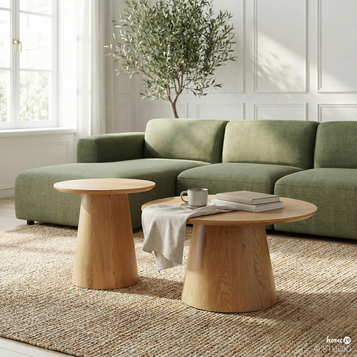 COUCHTISCH-SET - 2-teilig - Eichefarben, Holzwerkstoff (60/60/37cm) - home24