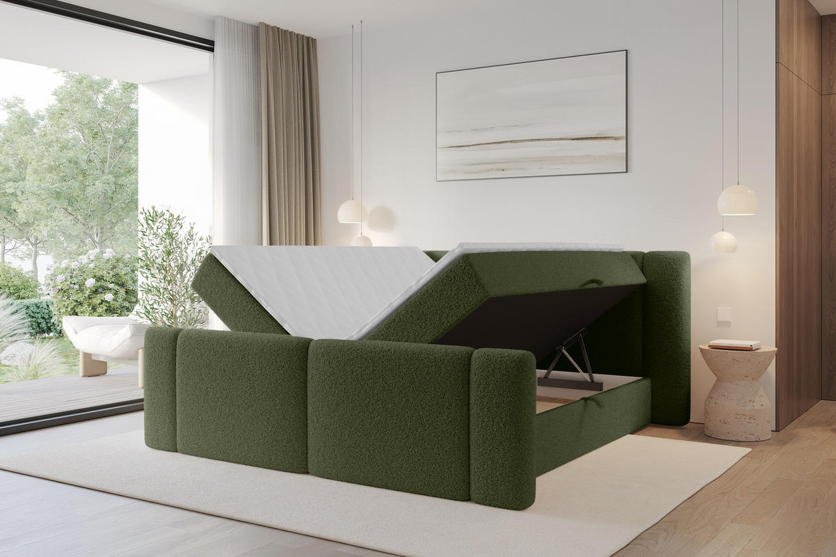 BOXBETT mit Matratze H4 - EVON Zanozek - 140x200 cm Grün - Jadegrün, Holzwerkstoff (140/200cm) - ALTDECOR