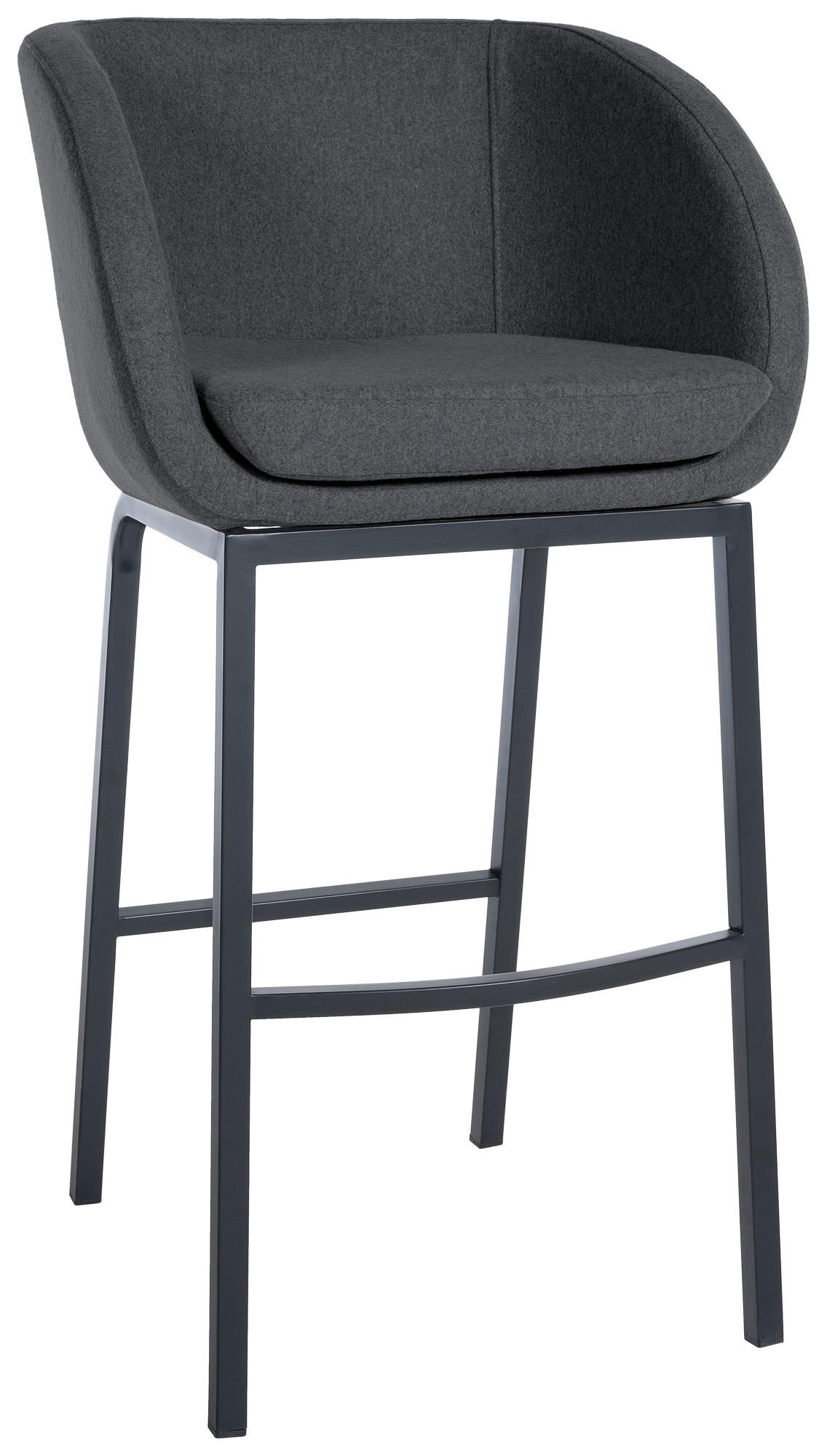 BARHOCKER Filz grau - Schwarz/Grau, Textil/Metall (58/107/54cm) - CLP