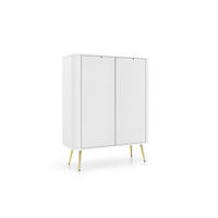 SIDEBOARD ZOVA Weiß, Gold 103x39x129 cm - Goldfarben/Weiß, Holzwerkstoff (103/129/39cm) - FURNLUX