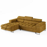 ECKSOFA CLOUD Links Gelb L-Form Velours-Stoff mit Schlaffunktion und Bettkasten - Chromfarben/Gelb, Holz/Metall (235/275cm) - Barchello