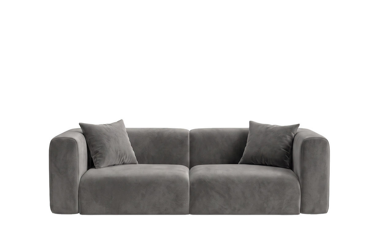 SOFA 2-Sitzer, Velvet-Stoff Bluvel, Aschgrau, GRETA - Grau, Holz (228/70/89cm) - Kaiser Möbel