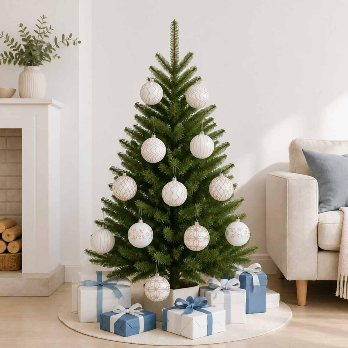 WEIHNACHTSKUGELSET XL 12 -teilig 10 cm Weiß Polystyrol - Weiß, Kunststoff (10/10/10cm) - vidaXL