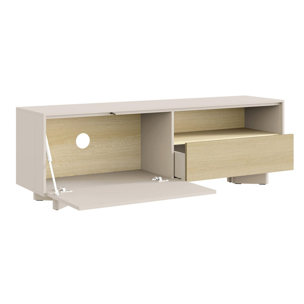 TV stolek Distria Kašmírově šedý 140/46/35 cm - béžová/šedohnědá, kompozitní dřevo (140/46/35cm) - Selsey