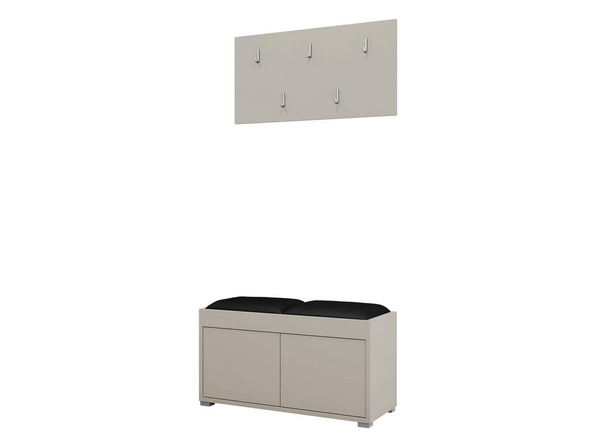 GARDEROBEN-SET Gesita VII - Kaschmir/Schwarz Hochglanz, Holzwerkstoff/Kunststoff (84/45/35cm) - MIRJAN24