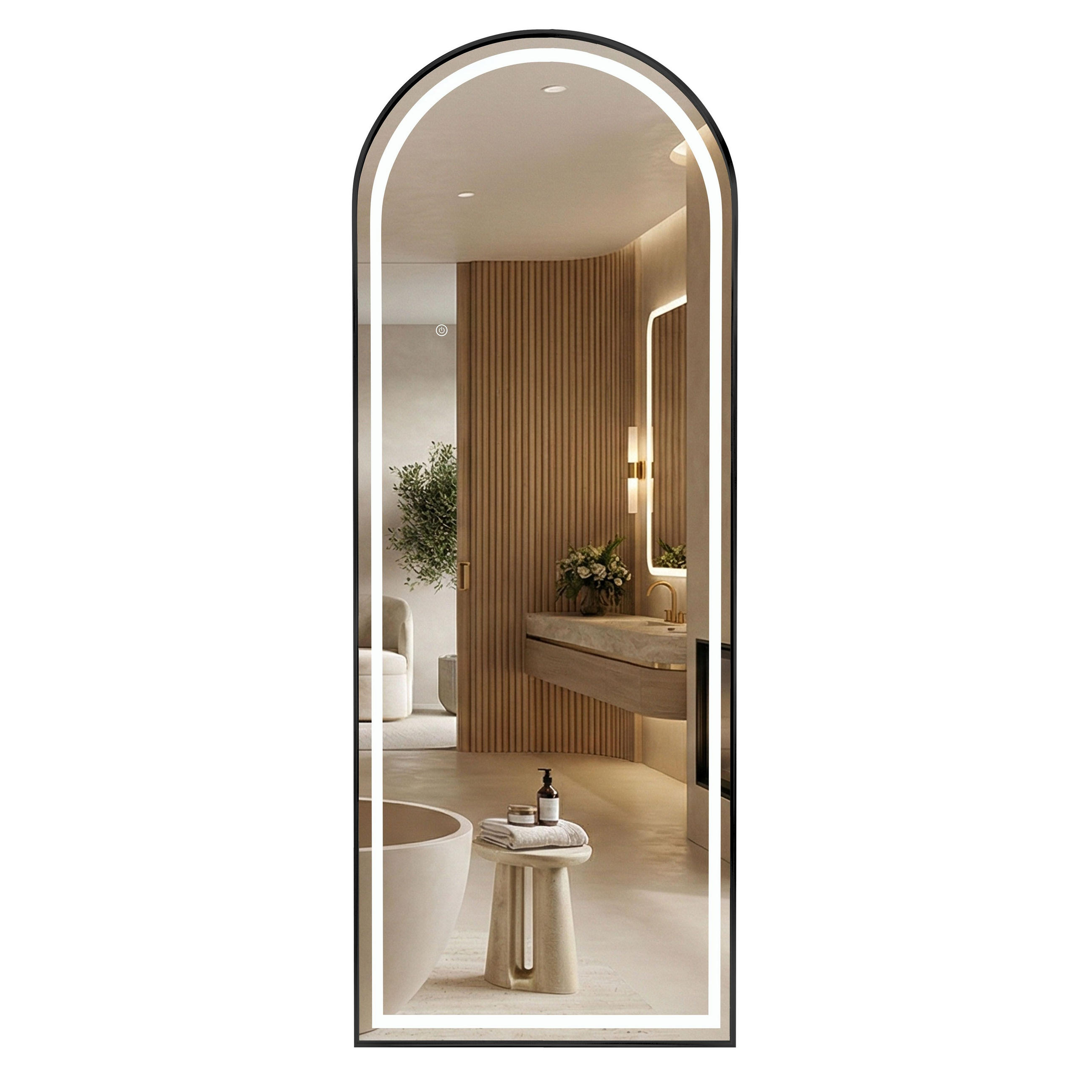 SPIEGEL Rea Led Orbit 60x170cm Black - Schwarz, Glas (60/170/3cm) - REA