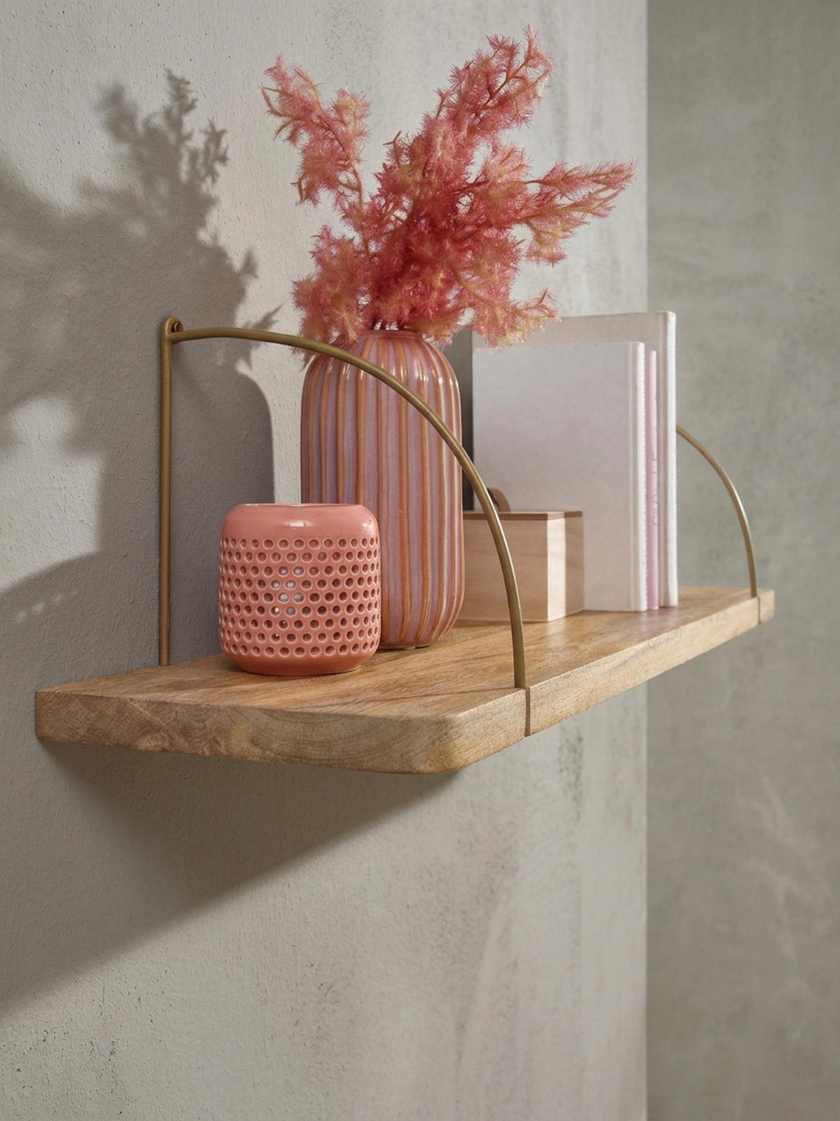 WANDREGAL TEVERE Mango Massivholz Eisen Industrial, Beige 80x22x25 cm - Beige, Holz/Metall (80/25/22cm) - KADIMA DESIGN