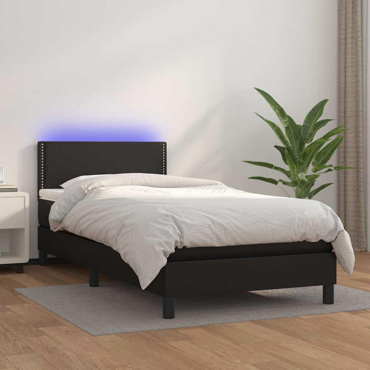 BOXSPRINGBETT 100/200 Cm Schwarz Kunstleder - Schwarz, Leder (100/203cm) - vidaXL