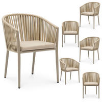 GARTENSTÜHLE ISOLA 6er-Set - Braun, Textil/Metall (56/78/62cm) - IDIMEX