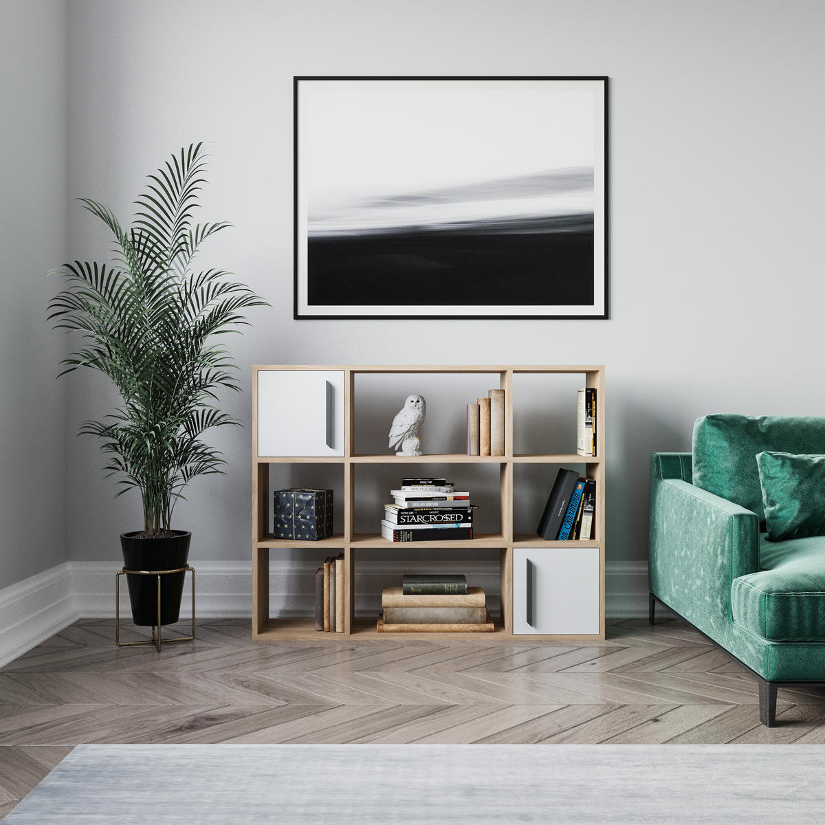 BÜCHERREGAL Randall Eiche Weiss - Eichefarben/Weiß, Holzwerkstoff (25.4/94/120cm) - Decorotika