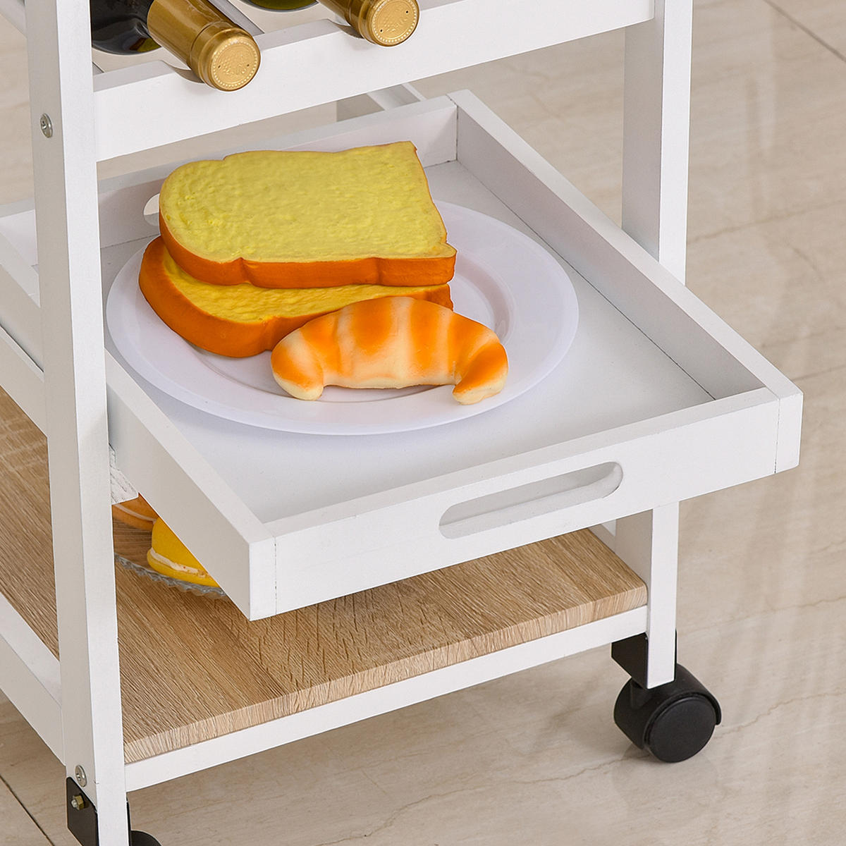 KÜCHENWAGEN DE-17107 Weiß/Helleiche - Weiß, Holzwerkstoff (37/76/37cm) - ComfortXL