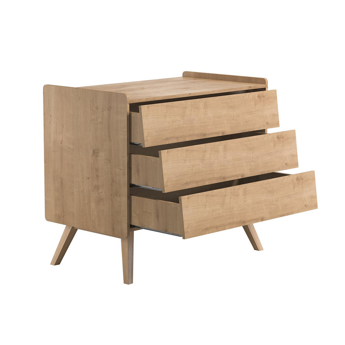 KOMMODE 3 Schubladen L100 cm - Vintage - Eichefarben, Holzwerkstoff (58.5/90/100cm) - Calicosy