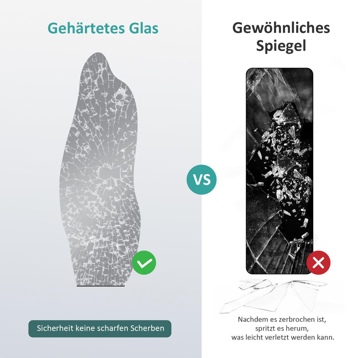 STANDSPIEGEL freistehend 145/50 cm - Schwarz, Glas (50/145/145cm) - EMKE