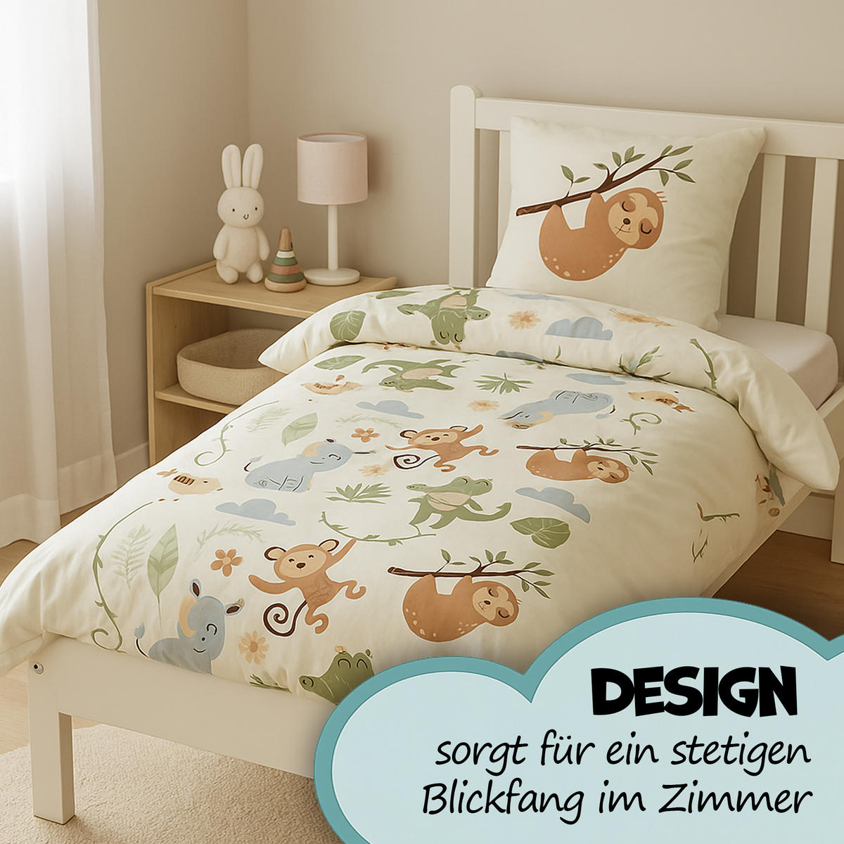 BETTWÄSCHE 2 tlg. mit Motiv 135x200 cm Dschungel - Beige, Textil (135/200cm) - Bestlivings
