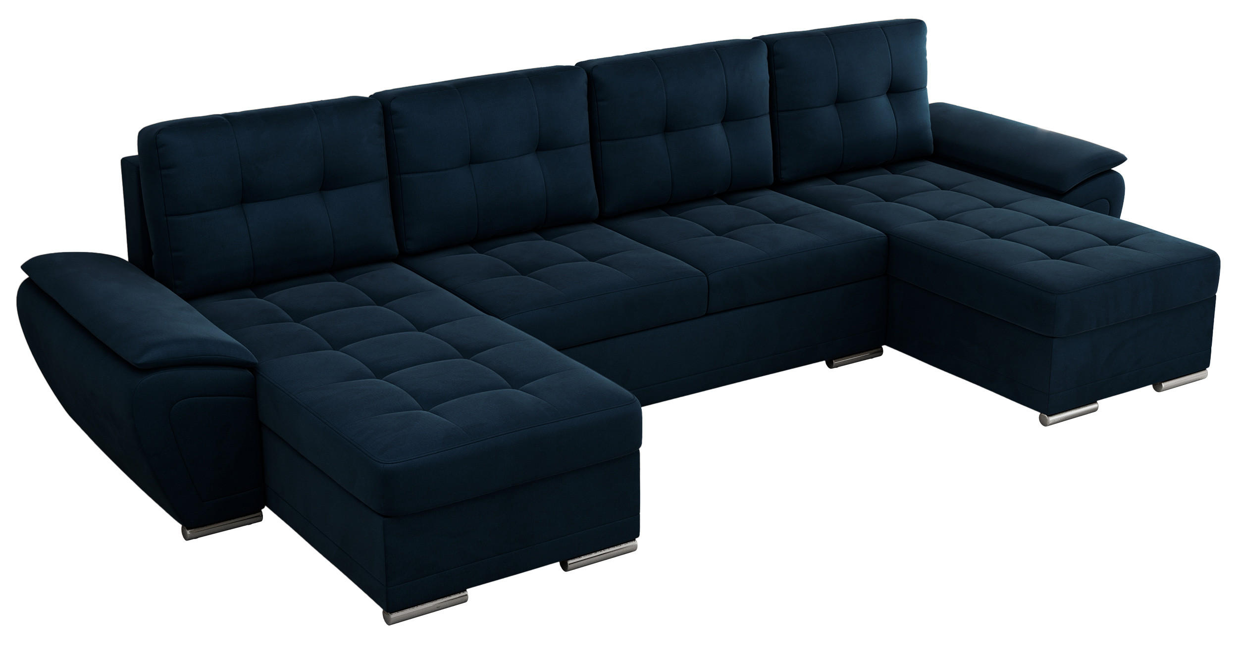 WOHNLANDSCHAFT UMBRIA U Dunkelblau Velvet - Dunkelblau/Grau, Textil/Metall (336/85/157cm) - MKS