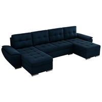 WOHNLANDSCHAFT UMBRIA U Dunkelblau Velvet - Dunkelblau/Grau, Textil/Metall (336/85/157cm) - MKS