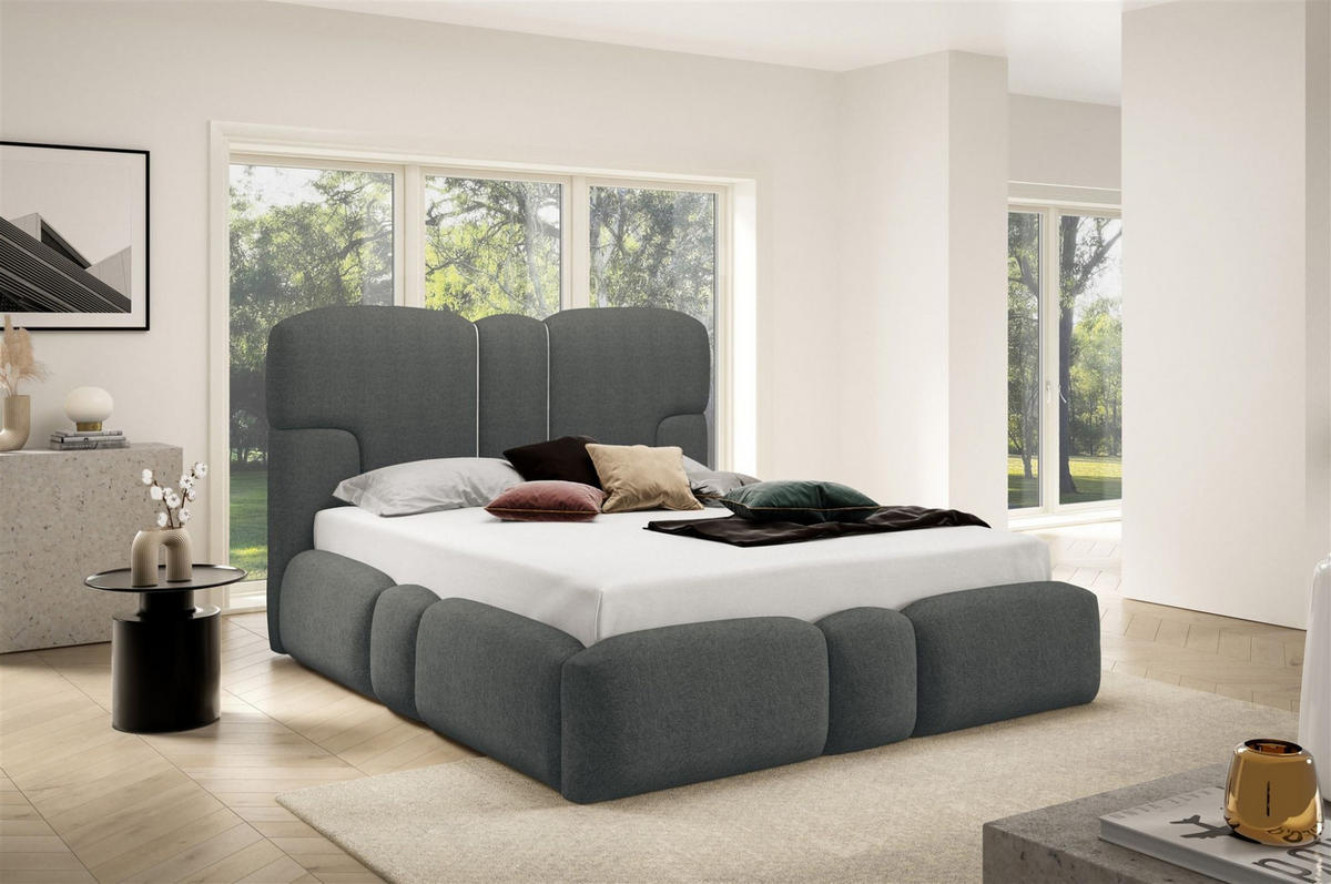 POLSTERBETT Jordan - Dunkelgrau, Holzwerkstoff/Textil (120/200cm) - Fun Möbel